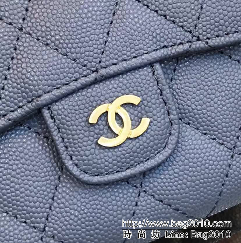 CHANEL香奈兒 18年春夏新款 CF短三折霧霾藍錢包 荔枝紋頭層牛皮 82288  DJC3145
